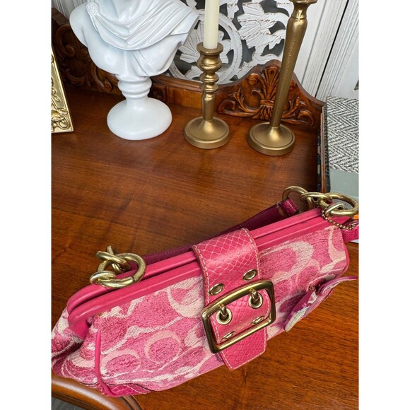 COACH 8F50 Signature Embossed Pink Python Print Satchel RARE, RETIRED, HTF - Picture 6 of 14